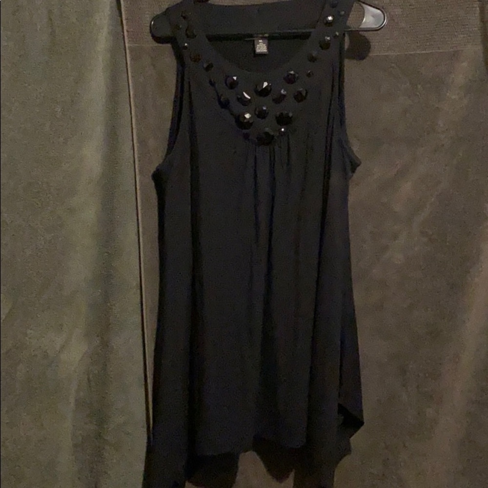 Black Sleeveless Beaded tunic